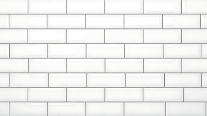 Modern White Subway Tile Wall Background with Grey Grout, Clean Interior Design for Kitchen or Bathroom Backsplash