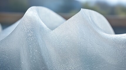 Close up of a roll of industrial grade waterproof plastic sheeting with a fine woven texture