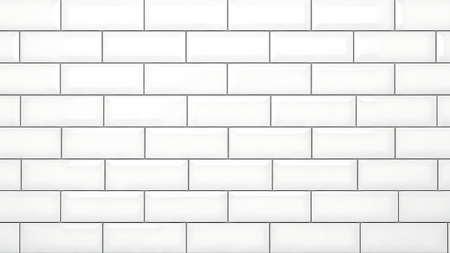 Modern White Subway Tile Wall Background with Grey Grout, Clean Interior Design for Kitchen or Bathroom Backsplash