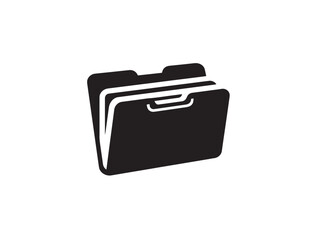A clean and simple black closed folder icon silhouette for files