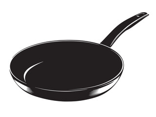 A simple and clean black skillet silhouette on a white background