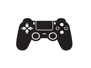 A sleek and detailed black gaming controller silhouette with buttons