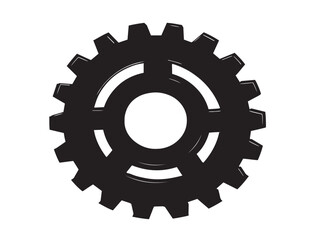 A beautiful and intricate black mechanical gear silhouette on white