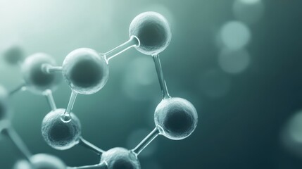 Close up view of an intricate molecular structure rendered in a science laboratory setting with detailed atomic bonds and connections
