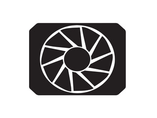A modern and powerful black GPU graphics card icon silhouette