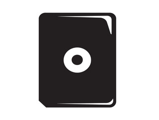 A technical and detailed black hard drive icon silhouette vector