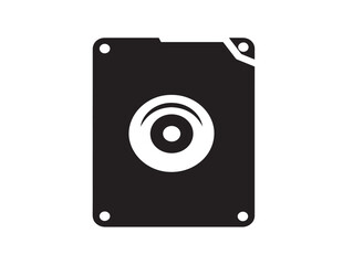 A clean and simple black computer storage icon silhouette graphic
