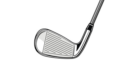Close-up illustration of a golf iron club head showing the grooved face used for hitting a ball on a white background.