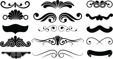 Vintage Calligraphic Ornamental Dividers and Floral Swirl Flourishes Vector Set