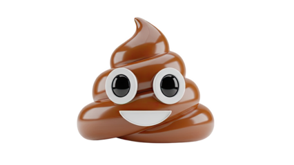 3D Smiling Poop Emoji on transparent background