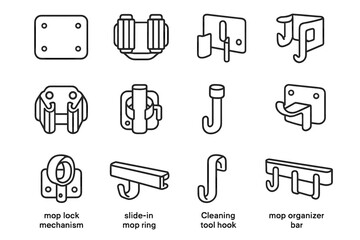 Grip vector rubber mop holder slot bar bracket icon icons clamp mechanism