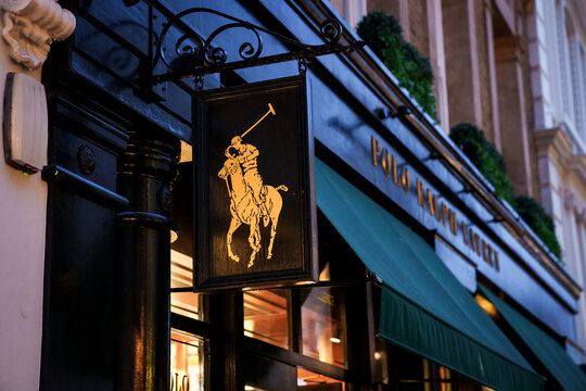 LONDON, UK. 15th  February 2025. Polo Ralph Lauren logo on store. Polo Ralph Lauren is a global multibillion-dollar fashion enterprise.