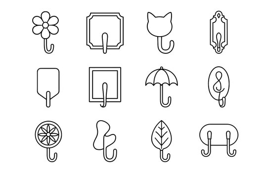 Wall round artistic geometric vector detail piece modern hook decorative carved icon