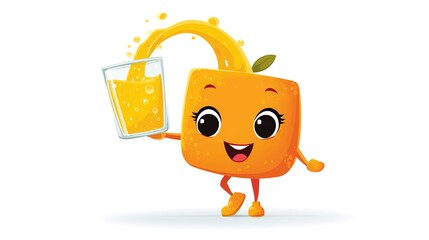 Cute Cartoon Juice Box Character with Straw &ndash; Fun Beverage Mascot Illustration