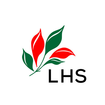 Modern Nature Inspired Logo with Red and Green Leaves, LHR Later Logo, Abstract Botanical Logo with Elegant Typography 
