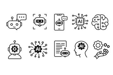 Chatbot and AI technology line icons. Fully editable vector.