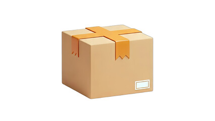 Fototapeta premium Cardboard Box Sealed with Tape on White Background