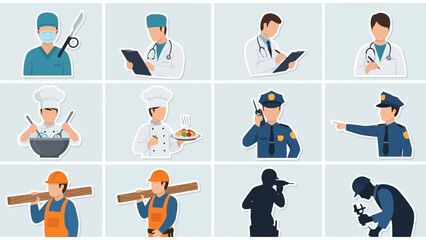 Diverse professional icons set