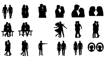 Romantic couple silhouettes collection