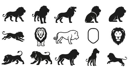 Collection of lion silhouettes