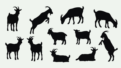 Collection of goat silhouettes