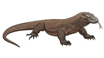 Fototapeta premium Detailed illustration of a Komodo dragon.