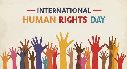 International Human Rights Day celebration with diverse hands raised