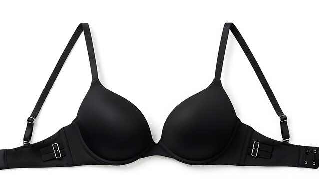 Black lace push up bra with adjustable straps and hook closure