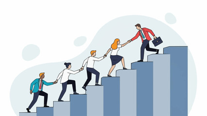 Fototapeta premium Teamwork and Collaboration Helping Each Other Climb Upward.