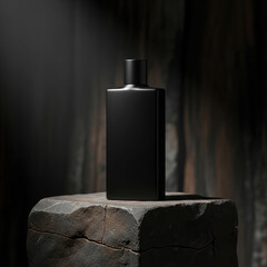 Professional Mens Skincare Product Mockup On Stone Display.