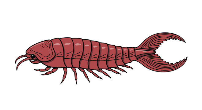 Detailed and scientifically inspired cartoon illustration of a giant isopod, a unique deep-sea crustacean, on a plain white background.