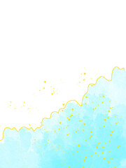 Obraz premium Abstract Mint Watercolor Border with Gold Line and Dots on Transparent Background