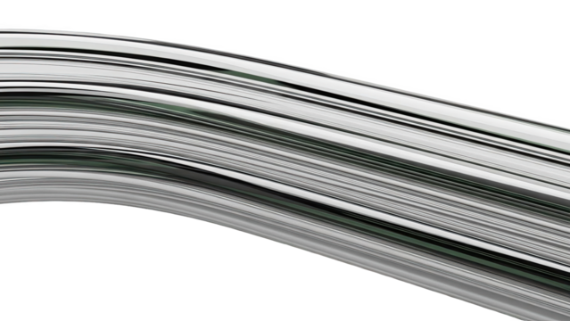 Abstract Metallic Ribbons Flowing on transparent background - Powered by Adobe