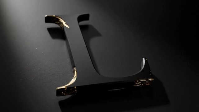 Elegant Letter L with Golden Accents on Dark Background.
