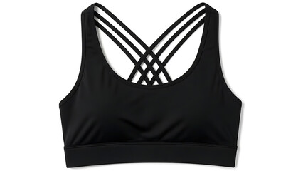 Black women s strappy sports bra for fitness and yoga