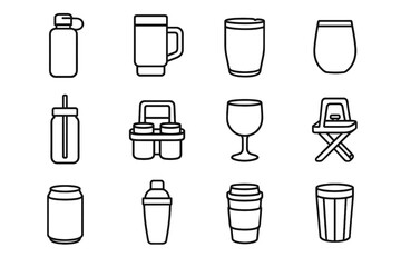 Icon thermos bottle holder icons water drink outdoor drinkware vector insulated wine