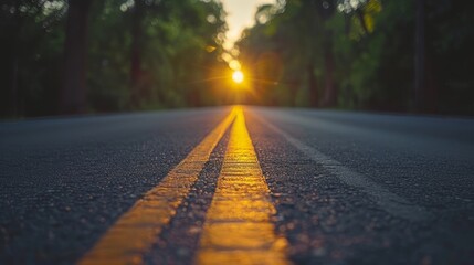 Navigating life s path  embracing opportunities and challenges at sunset on an asphalt road