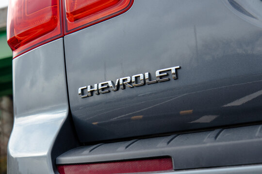 November 26, 2021, Seoul, South Korea - A close-up of the Chevrolet logo on the rear of a Chevrolet Orlando car.