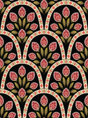 Abstract seamless color full paisley flower leaf bunch pattern