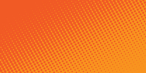 Obraz premium Abstract halftone background. Dots halftone orange color pattern gradient texture with technology digital background. Cartoon halftone retro pattern. Abstract template design for poster, card .