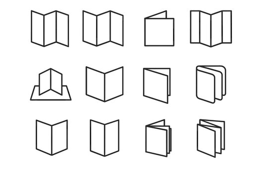 Square double paper vector offset layered roll folded sheet gatefold icon card