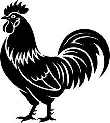 Rooster silhouette vector illustration © Print
