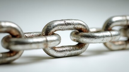 Obraz premium Rusty metal chain link isolated on white background