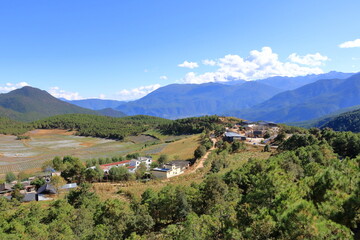 landscape view on the way from Lijiang to Shangri-La in Yunnan province, China