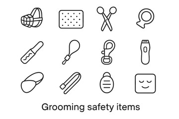 Icon vector grooming tip safety scissors adjustable eye icons mat protective silent