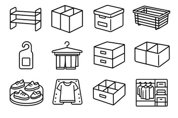Organizer icons icon board clothing labeled vector tiered frame insert wardrobe basket