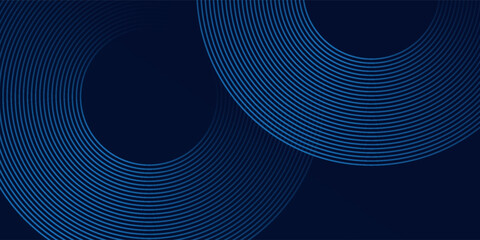 Blue abstract background with glowing circles. Swirl circular lines pattern. Geometric spiral. Twirl element. Modern graphic desi