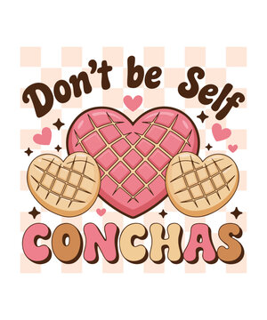 Conchas Heart Shaped Pan Dulce Retro Typography