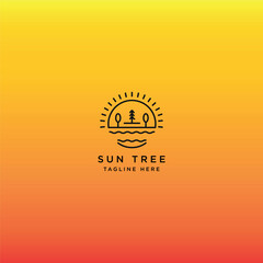 Fototapeta premium Tree and Sun Design Logo Template