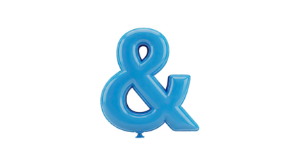 Blue Ampersand Symbol Balloon on transparent background